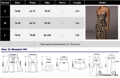 New Sexy Spaghetti Strap Leopard Print Sleeveless V-neck Maxi Evening Party Bodycon Dress