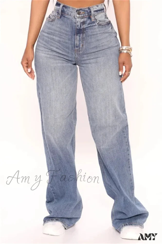 New Y2K High Waist Baggy Fashion Loose Wide Leg Casual Denim Female Jean
