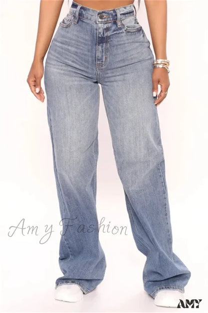 New Y2K High Waist Baggy Fashion Loose Wide Leg Casual Denim Female Jean