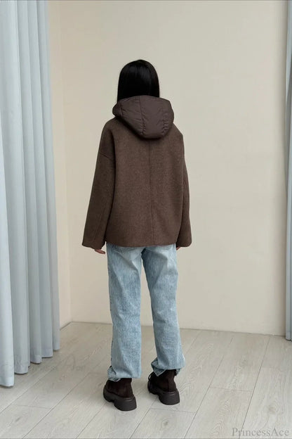 Notch Lapel Relaxed Fit Wool Blend Coat