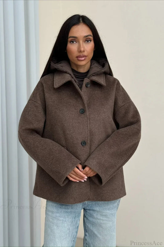 Notch Lapel Relaxed Fit Wool Blend Coat