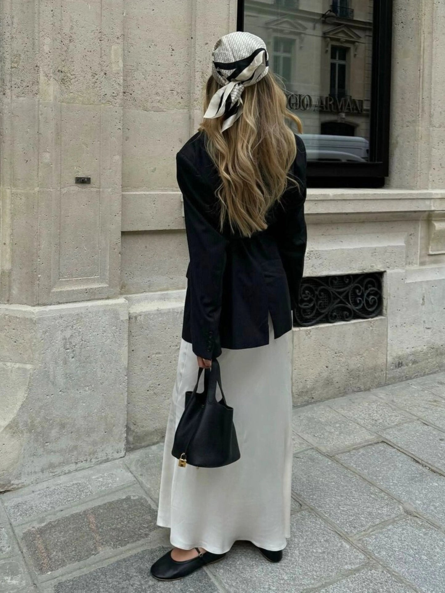 | Textured Leather Bucket Bag with Gold Lock