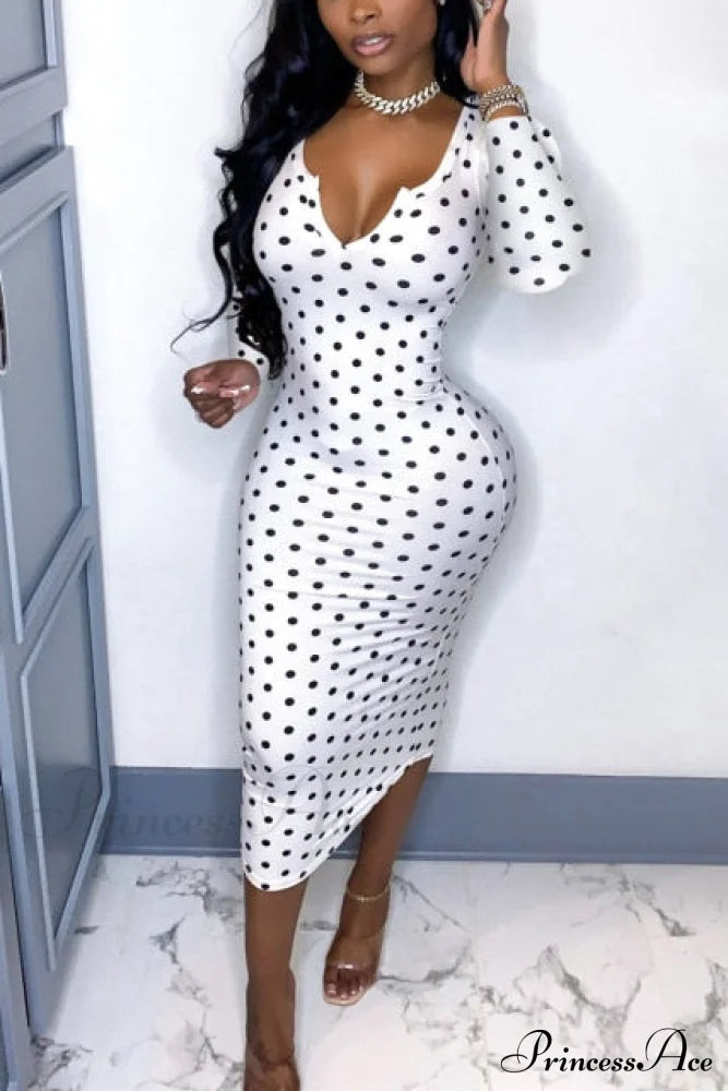 Office Lady Skinny Long Sleeve Dress