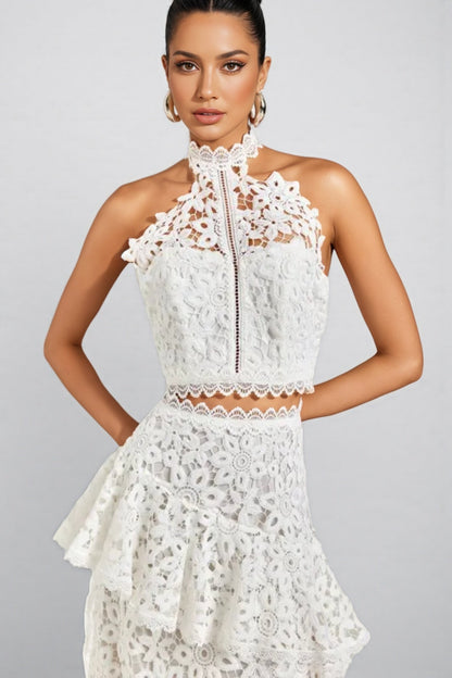 Wiskf Lace Sleeveless Top Midi Dress Set