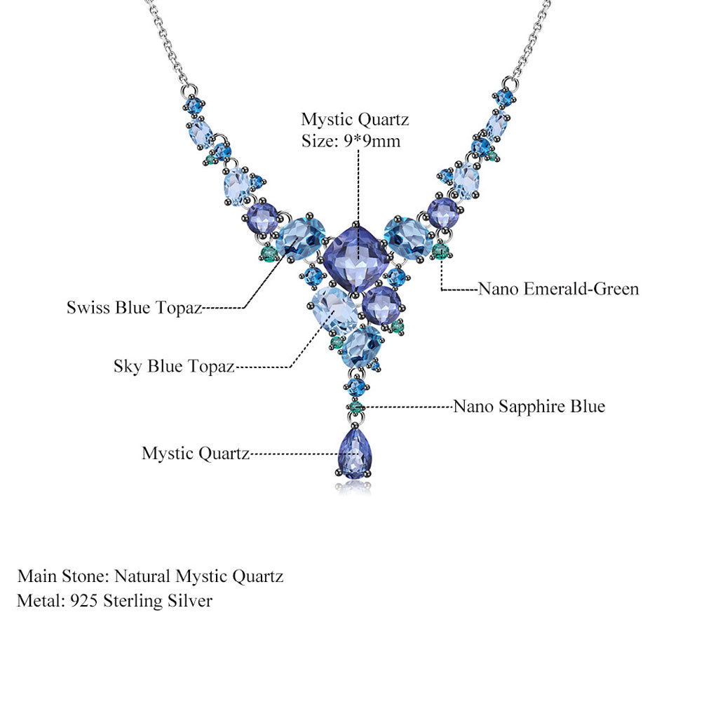 Swiss Blue Topaz Mystic Quartz Pendant Necklace