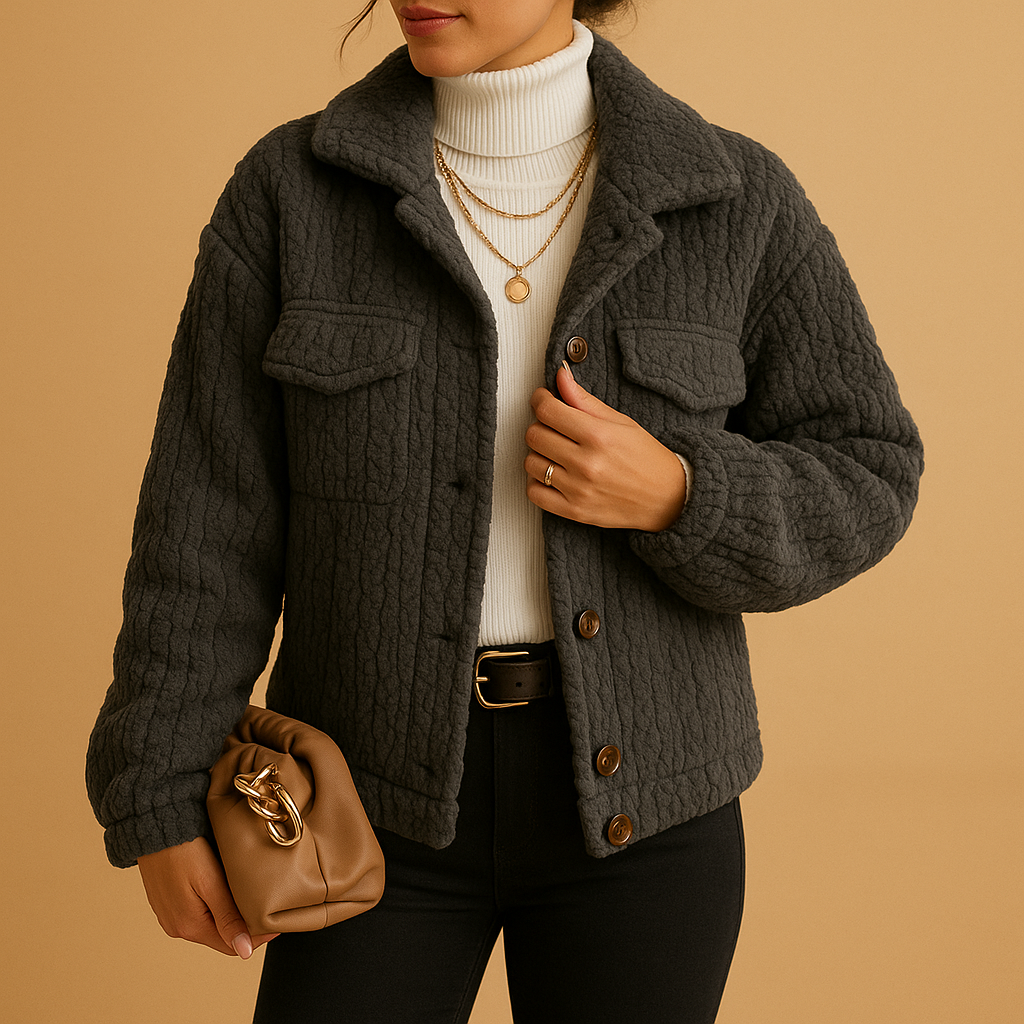 Maison Plush Short Jacket | Textured Soft Finish