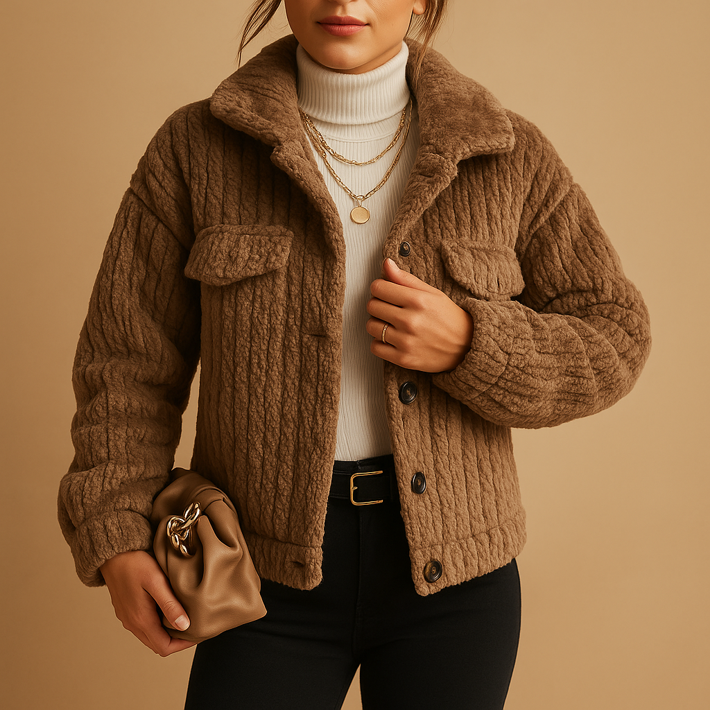 Maison Plush Short Jacket | Textured Soft Finish