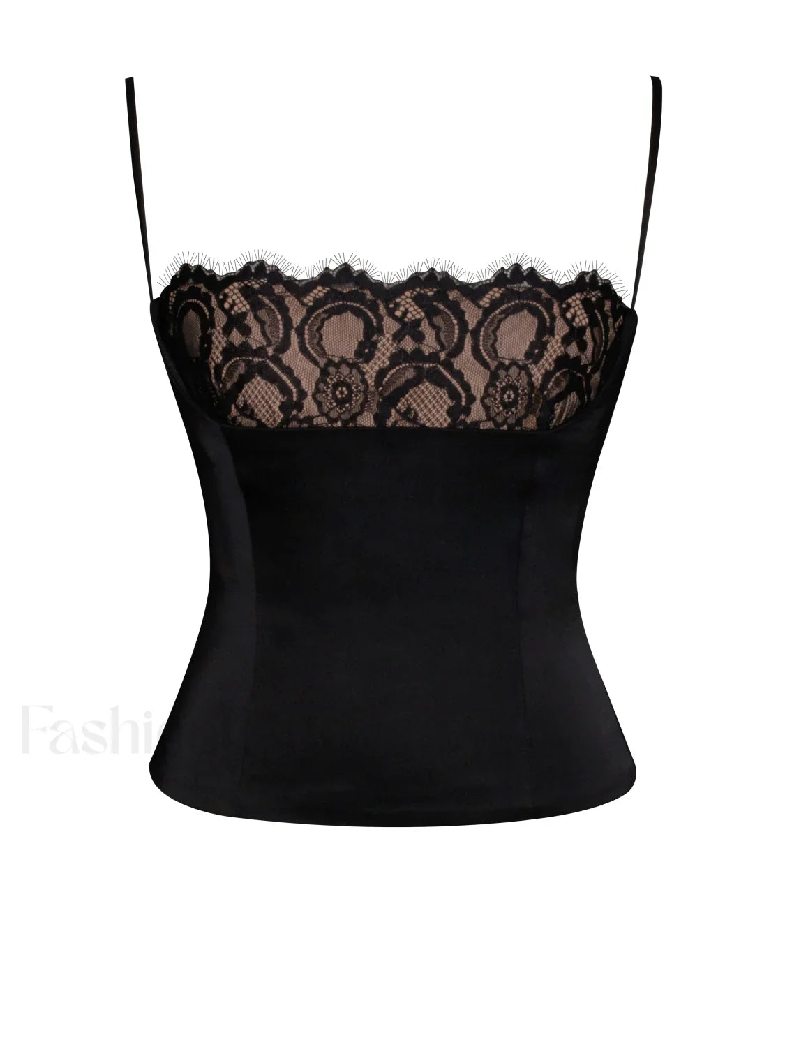 Padma Black Satin Charming Lace Bustier Corset Top