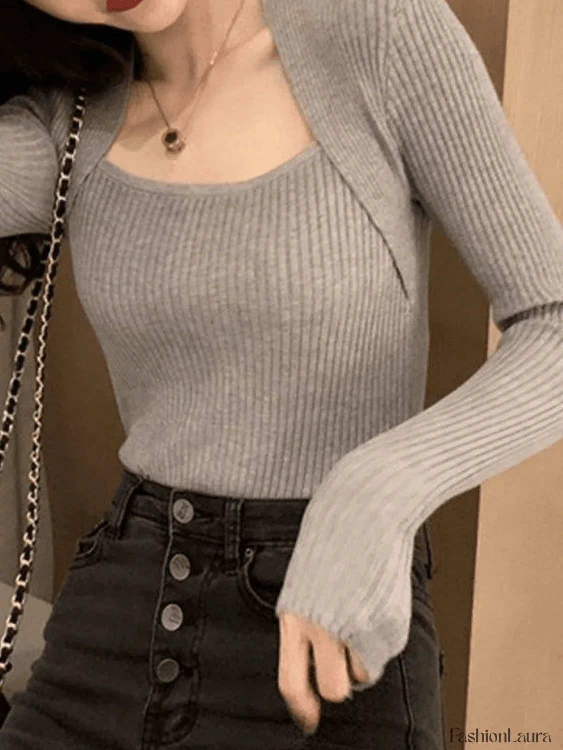 Patchwork Rib Knit Sweater