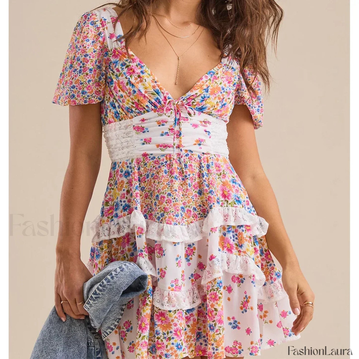 Patchwork Tiered Floral Dress