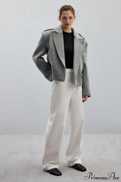Peak Lapel Blazer Style Wool Loose Coat