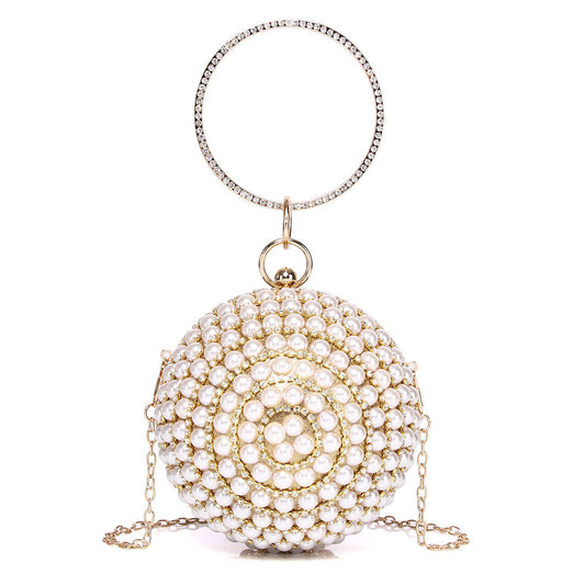 Gold Disco Ball Handle Party Bag with Pearlized Rhinestones
