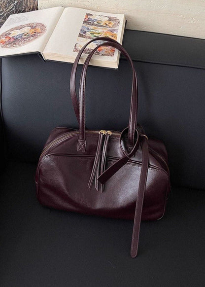 Mocha Leather Shoulder Bag