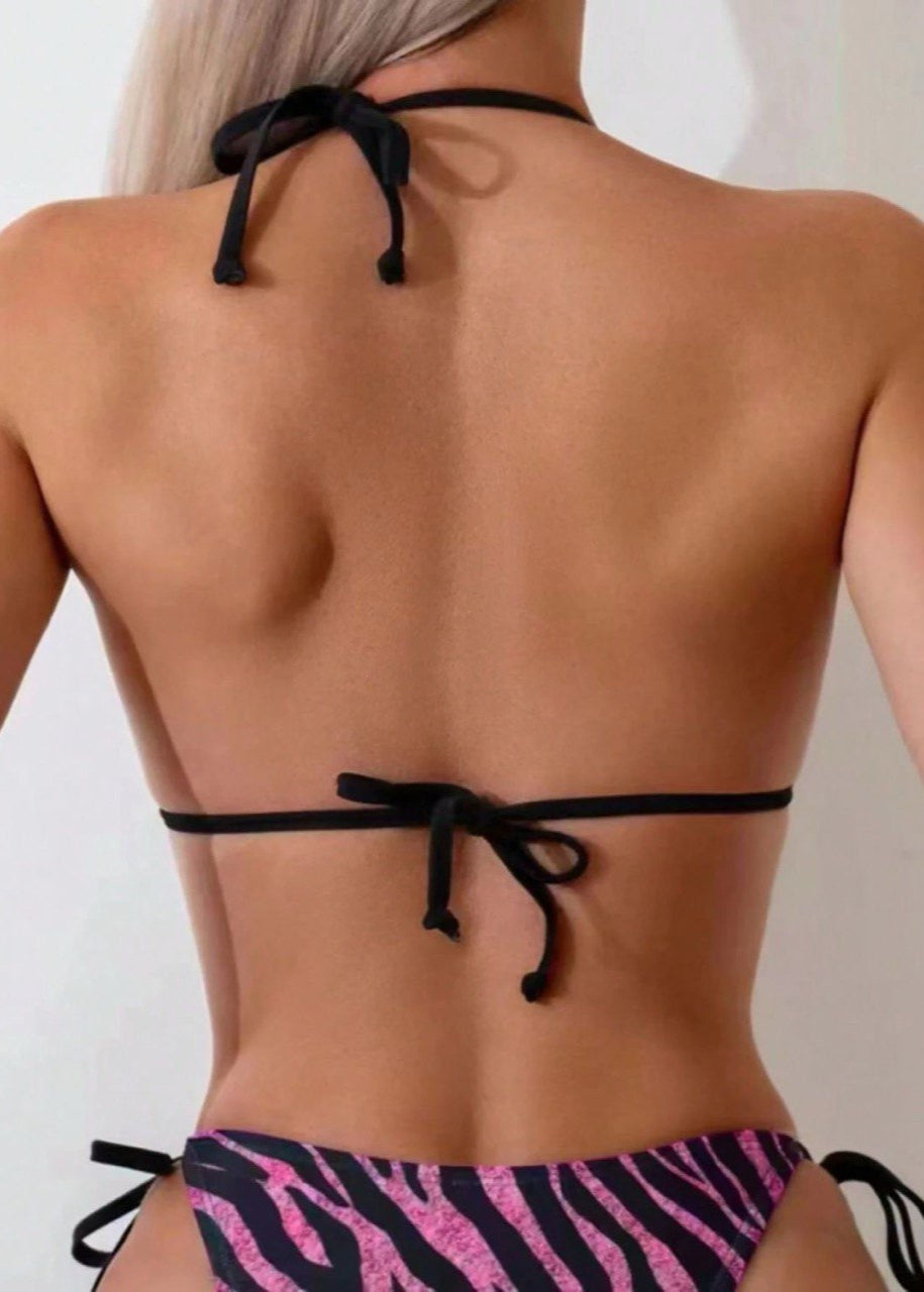 Savannah Curve Bikini Set - Zebra Print Triangle Swimwear