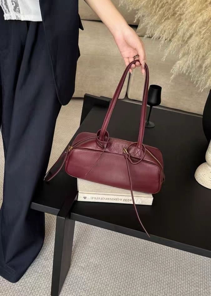 Bordeaux Leather Shoulder Bag – Structured Minimalist Design