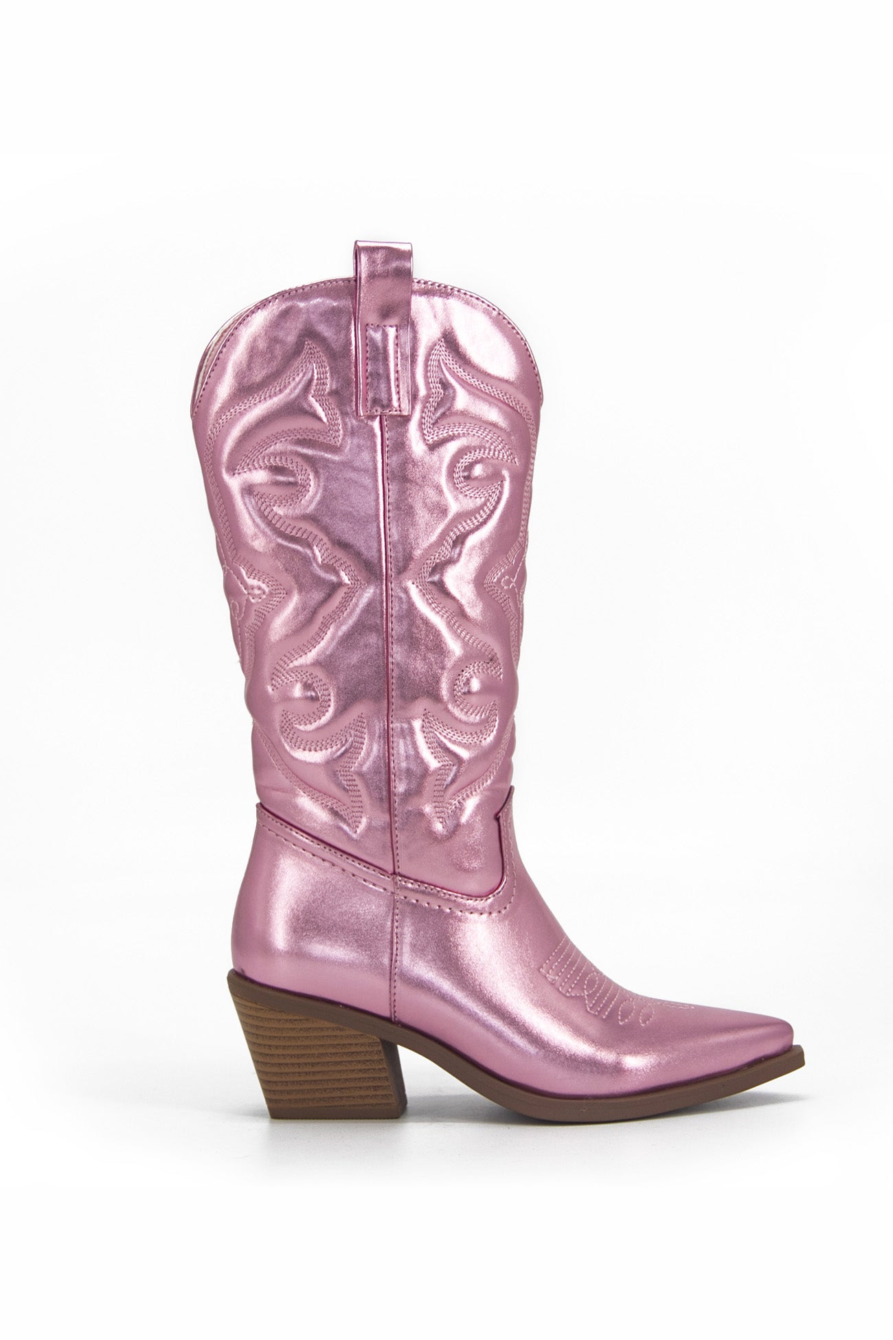 Pointed-toe Mid-calf Chunky Heel Cowboy Boots