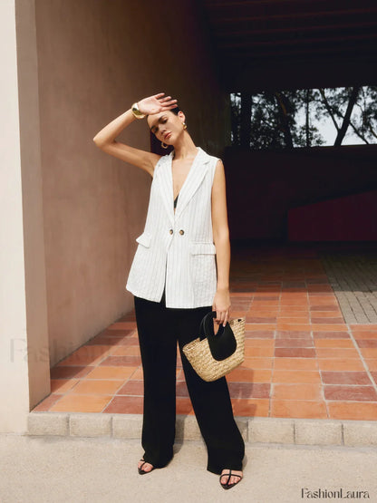 Pinstripe Cotton Graceful Blends Vest
