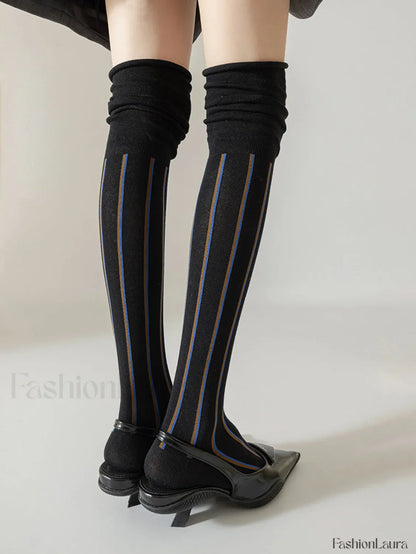 Pinstripe Slouch Graceful Calf Socks