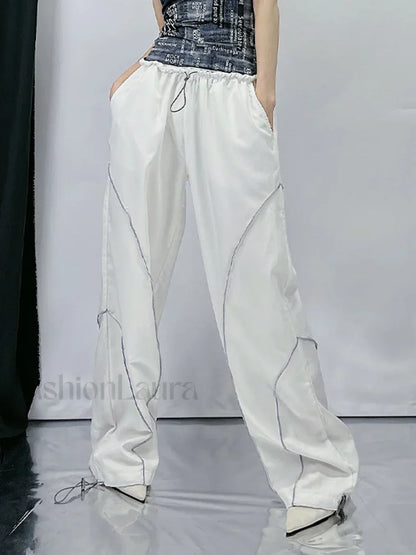Pintuck Detail Straight Leg Pants