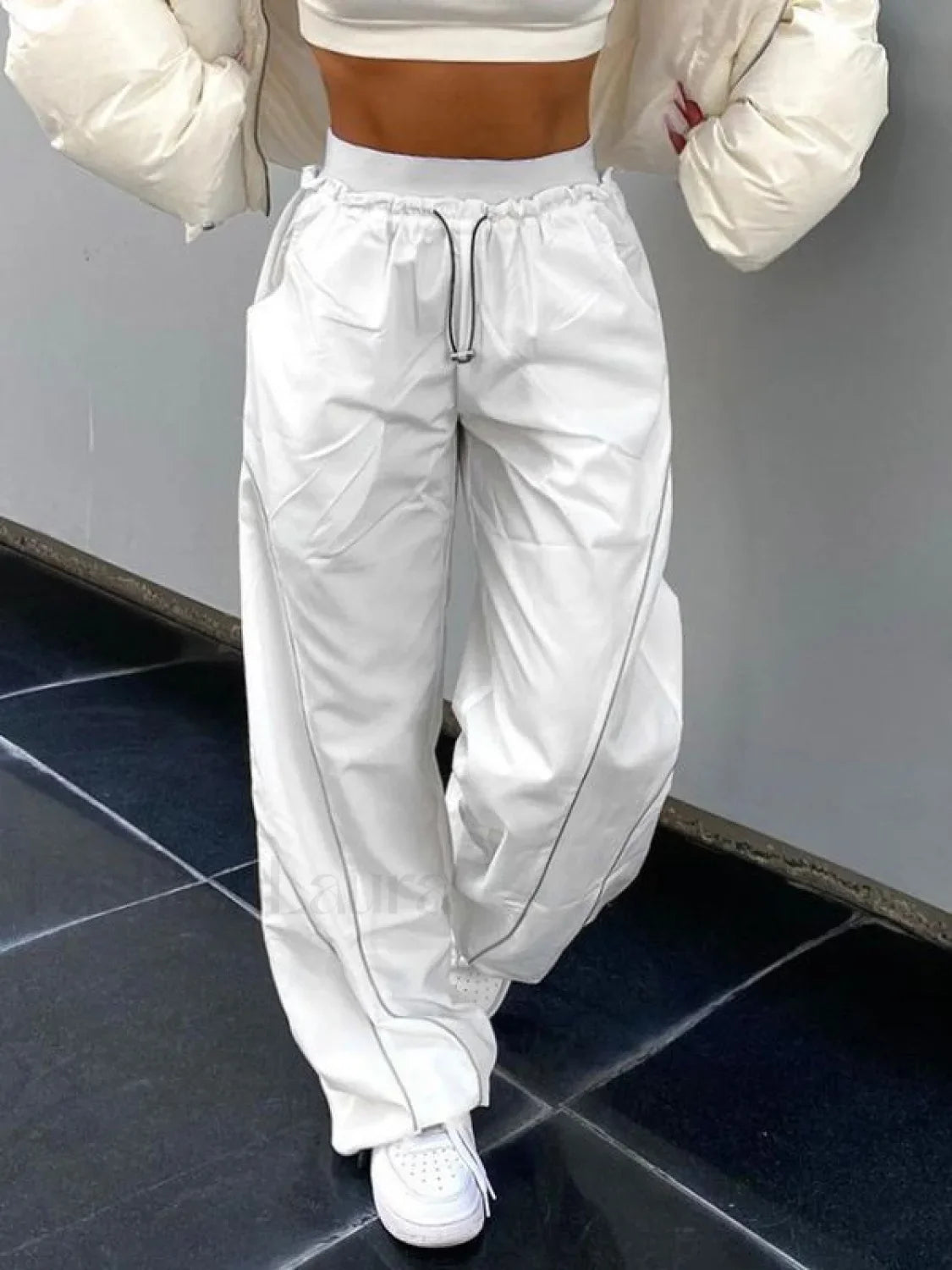 Pintuck Detail Straight Leg Pants