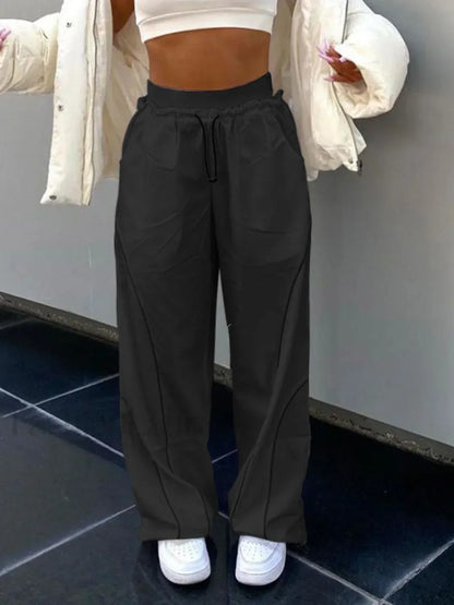 Pintuck Detail Straight Leg Pants