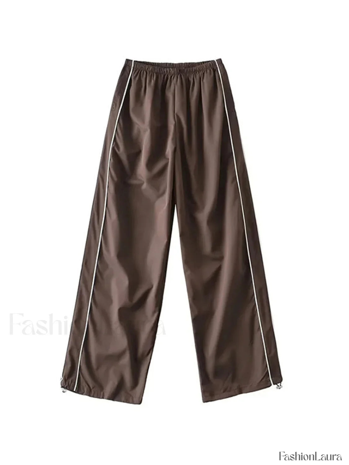 Piping Detail Wide Leg Track Pants