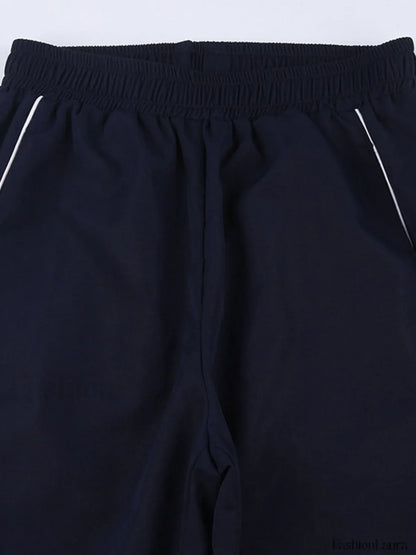 Piping Detail Wide Leg Track Pants