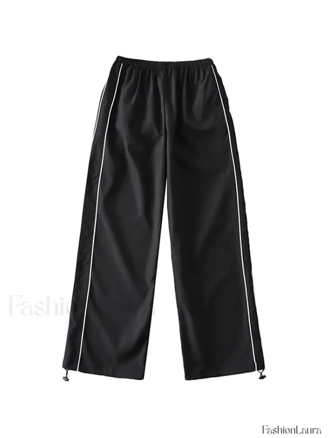Piping Detail Wide Leg Track Pants