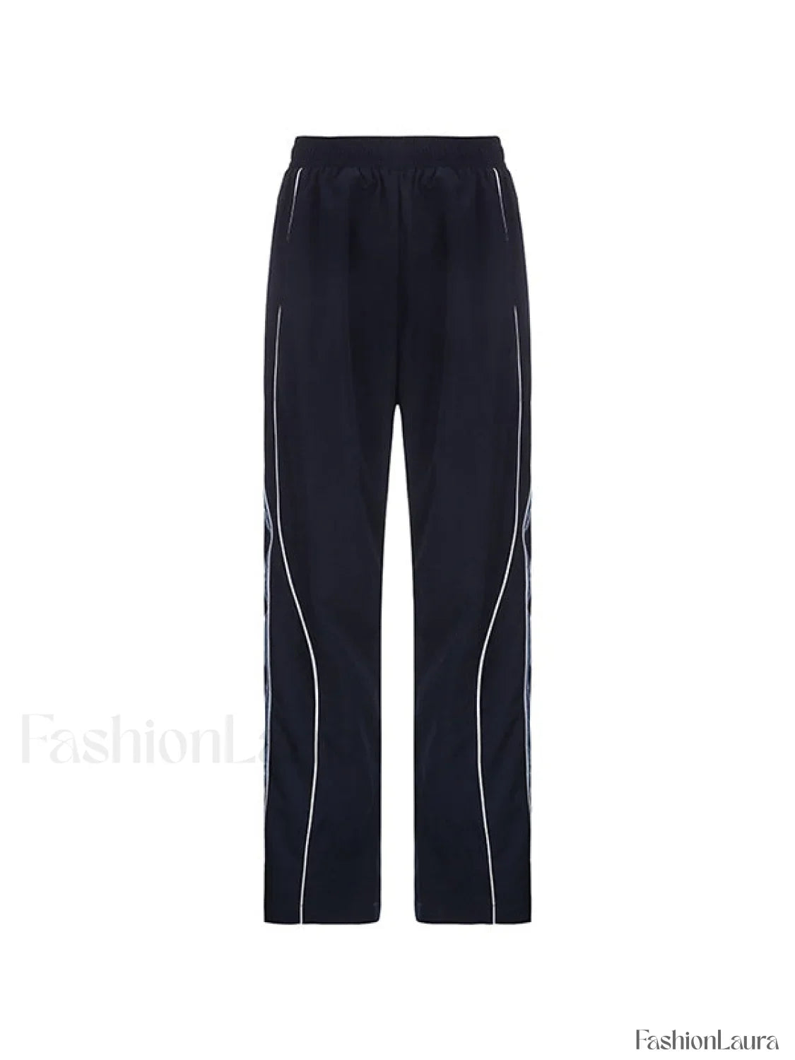 Piping Detail Wide Leg Track Pants
