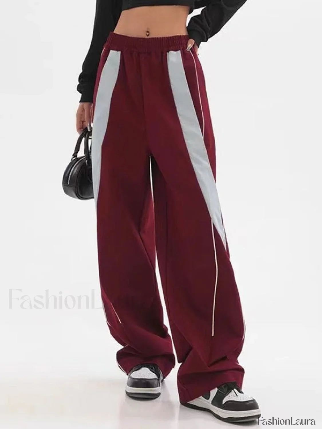 Piping Patchwork Baggy Sweatpants