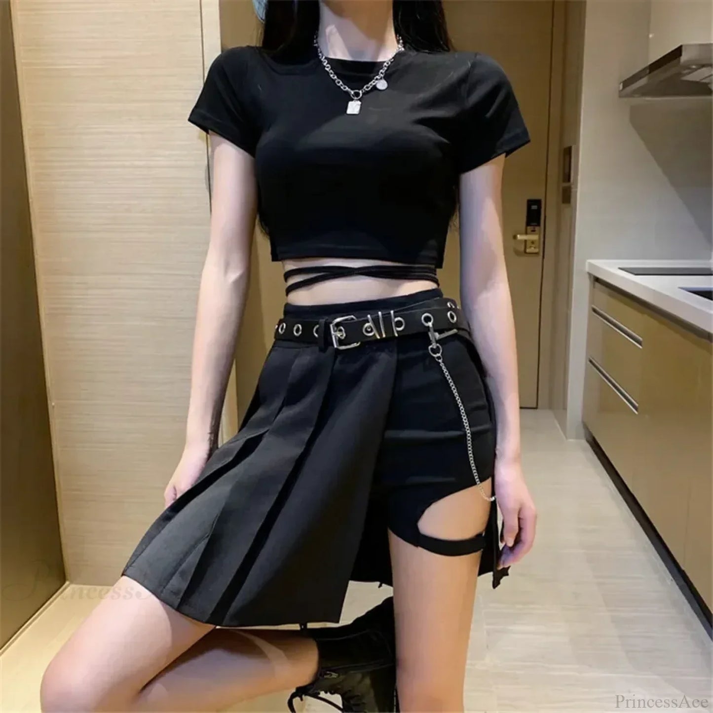 Plaid Irregular High Waist Skirt