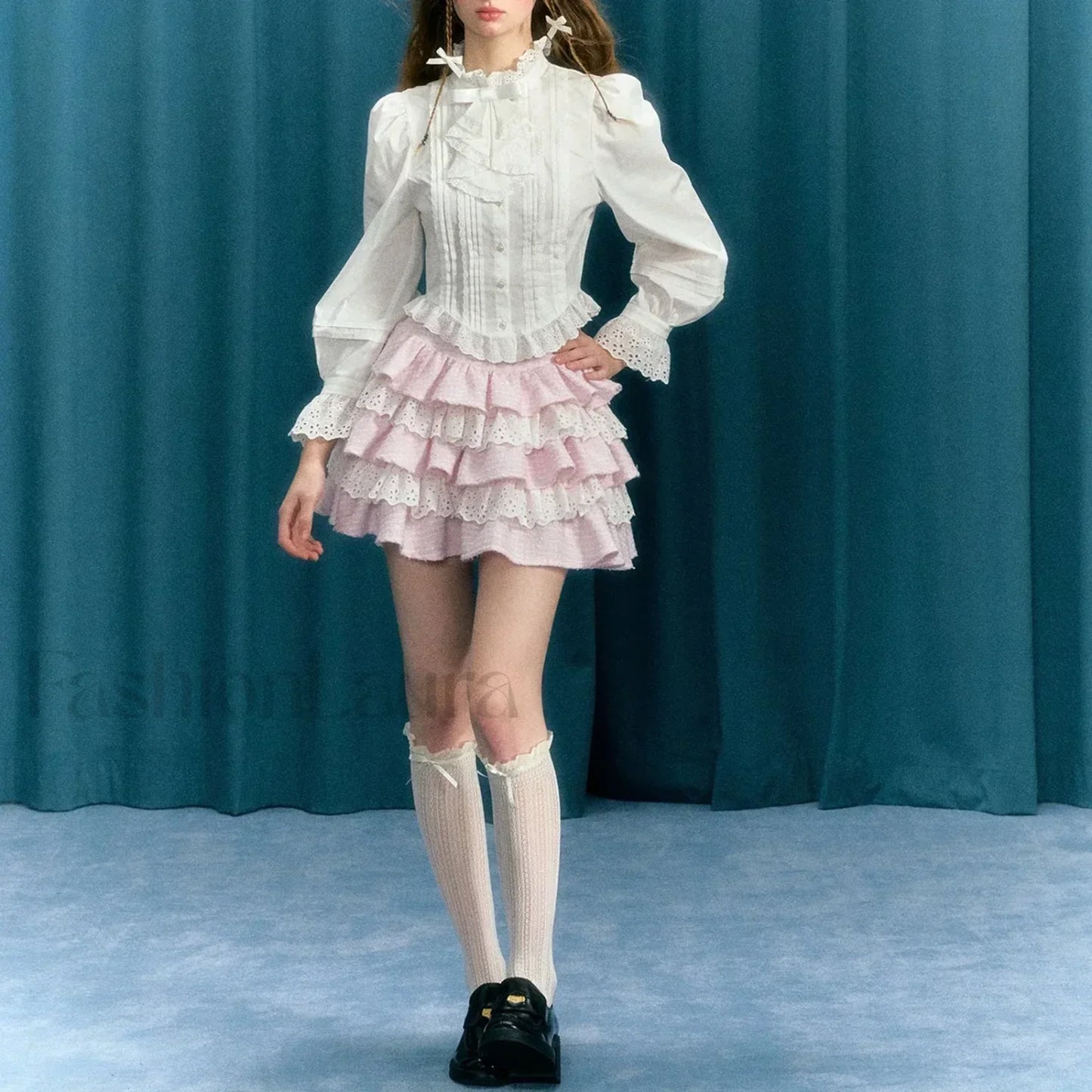 Plaid Lace Patchwork Skirt