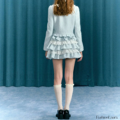 Plaid Lace Patchwork Skirt