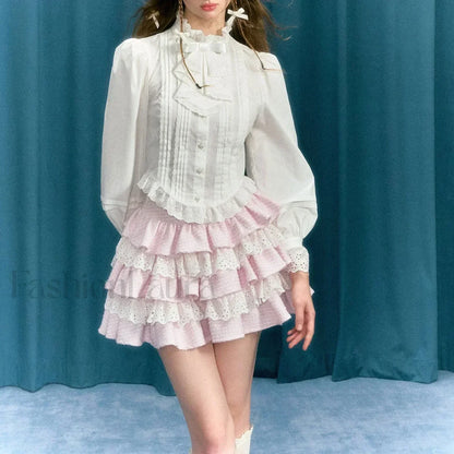 Plaid Lace Patchwork Skirt