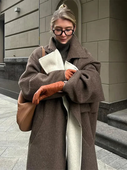 Plaid Pattern Casual Turn-Down Overcoat