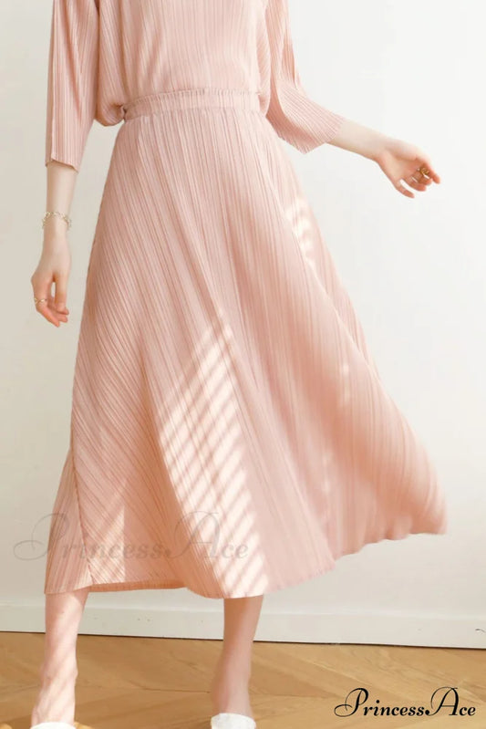 Pleated High Waist Skirt - Solid Color