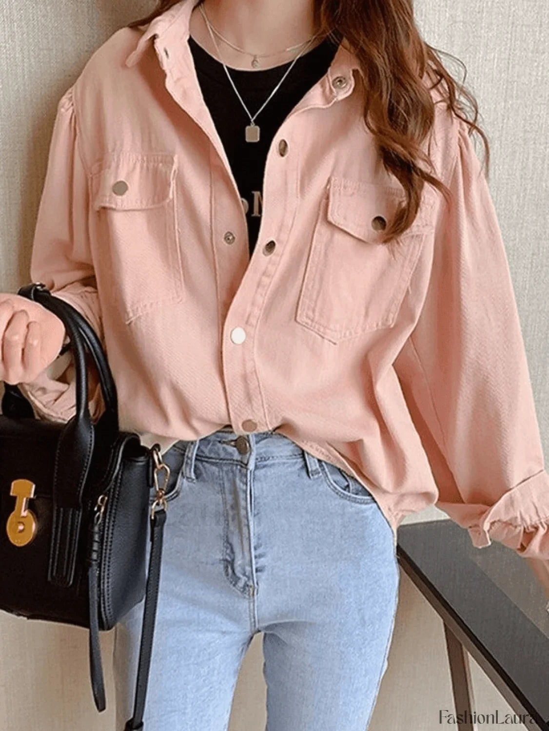 Pleated Long Sleeve Blouse