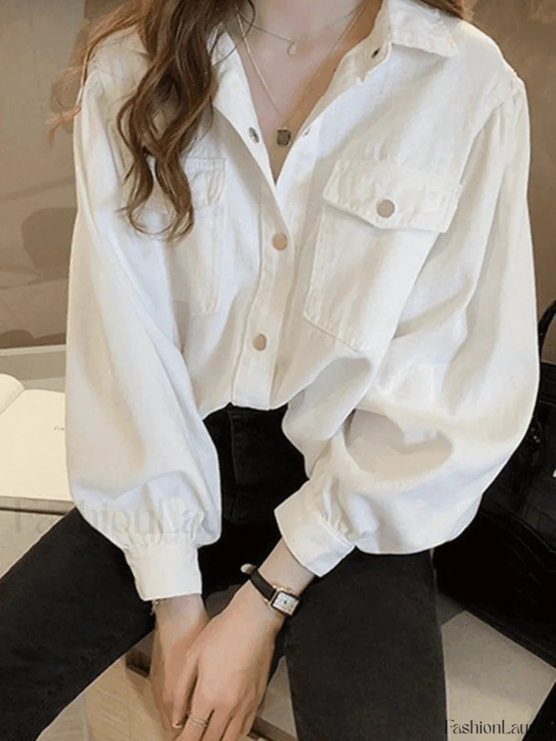 Pleated Long Sleeve Blouse