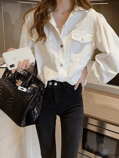 Pleated Long Sleeve Blouse