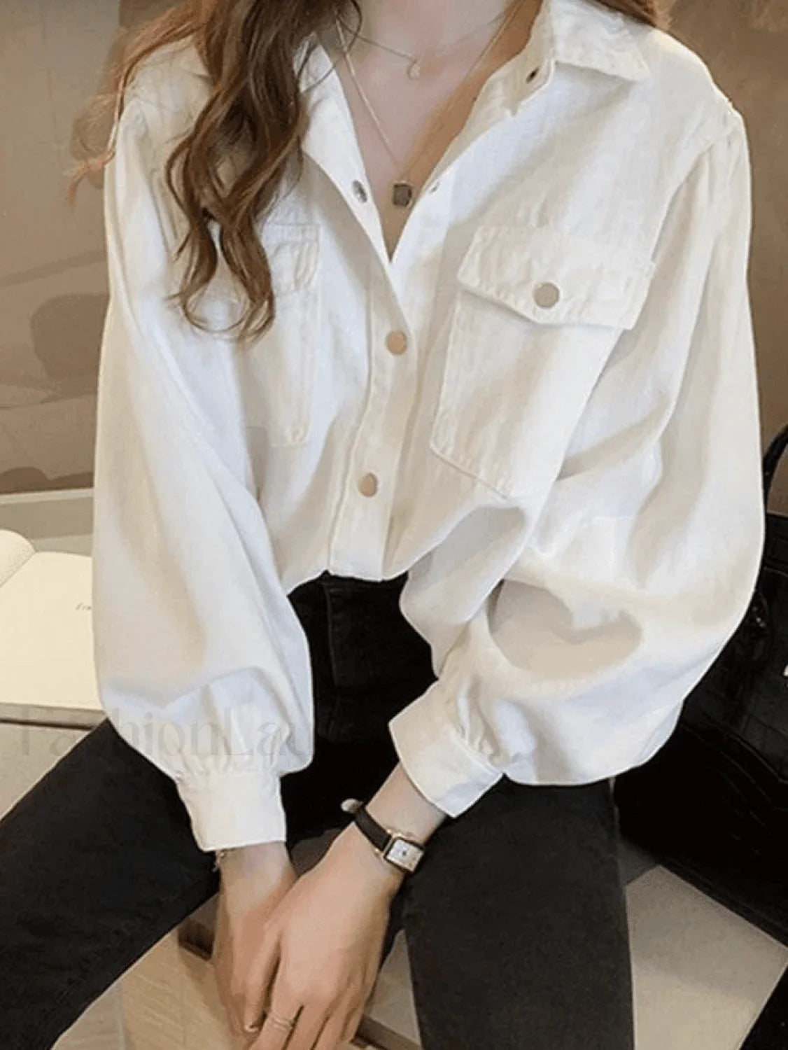 Pleated Long Sleeve Blouse