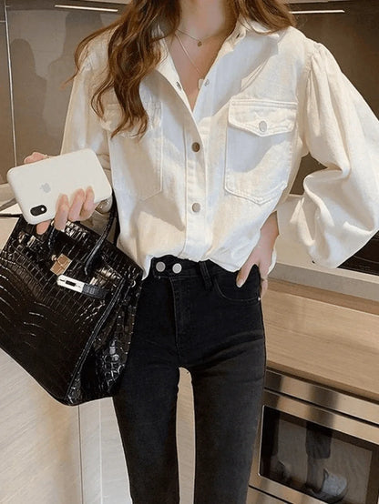Pleated Long Sleeve Blouse