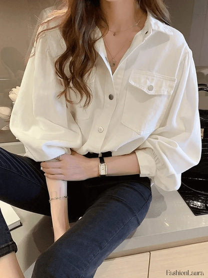Pleated Long Sleeve Blouse