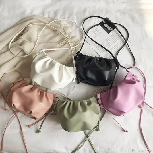 Pleated Mini Zipper Cloud Crossbody Bag