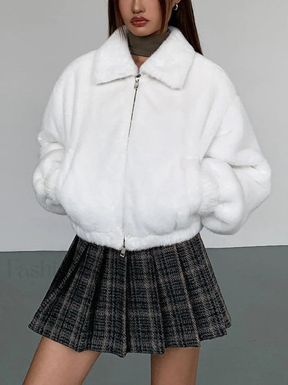 Pleated Tweed Graceful Mini Skirt