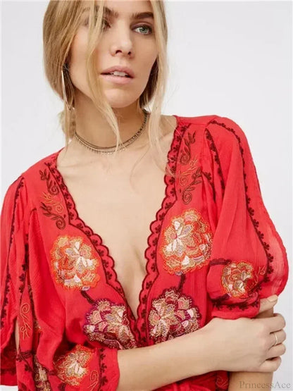 Plus Size Button Up Chiffon Holiday Boho Dress