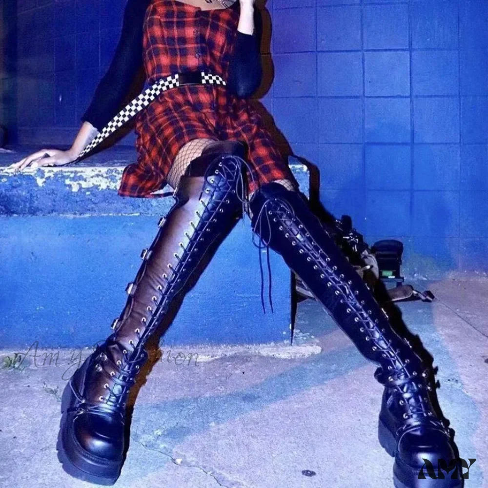 Plus Size Over-Knee Soft Leather Wedge Long Boots Spring Autumn 2024 Wish Hot Trade Rider Boots Women's Shoes