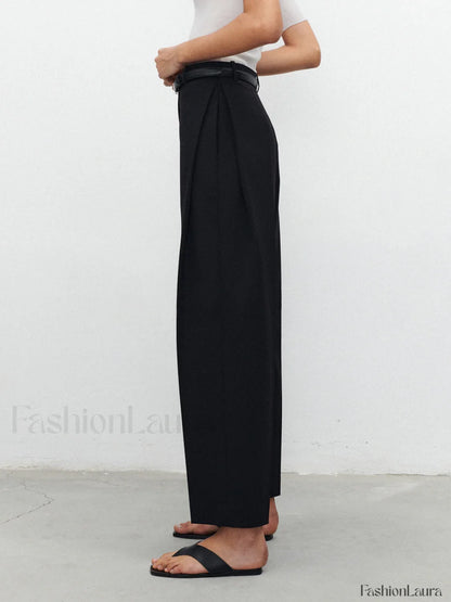 Pocket Straight Leg Trendy Pants Without Belt