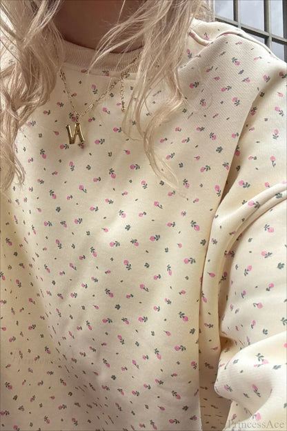 Polka Dot Cute Crew Neck Pull-On Sweatshirt