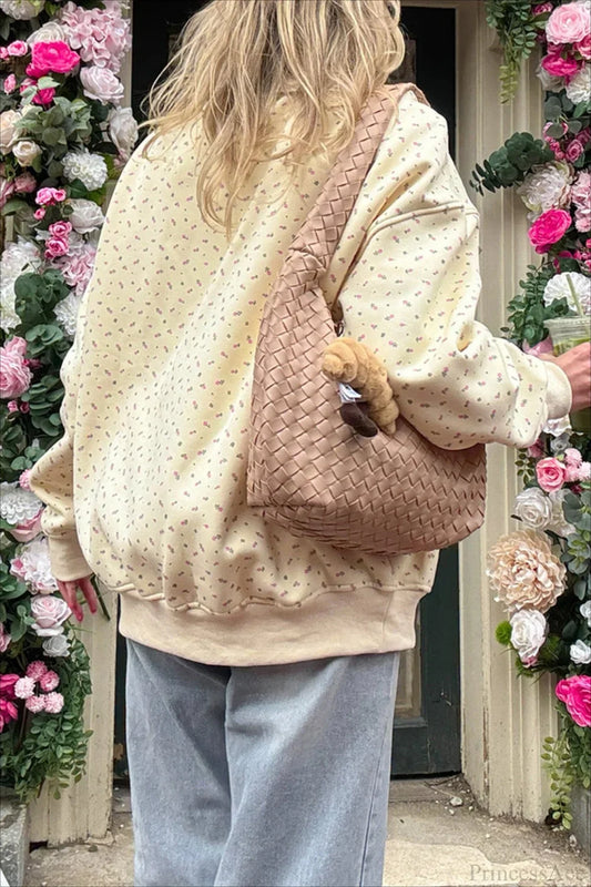 Polka Dot Cute Crew Neck Pull-On Sweatshirt