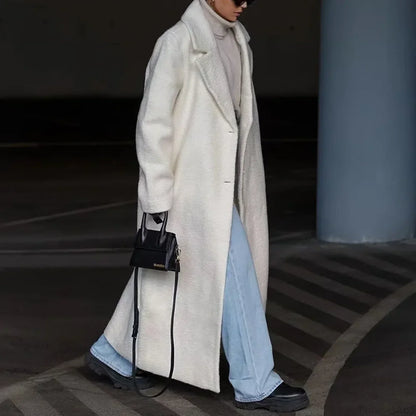 Polo Collar Plush Turn Collar Winter Overcoat